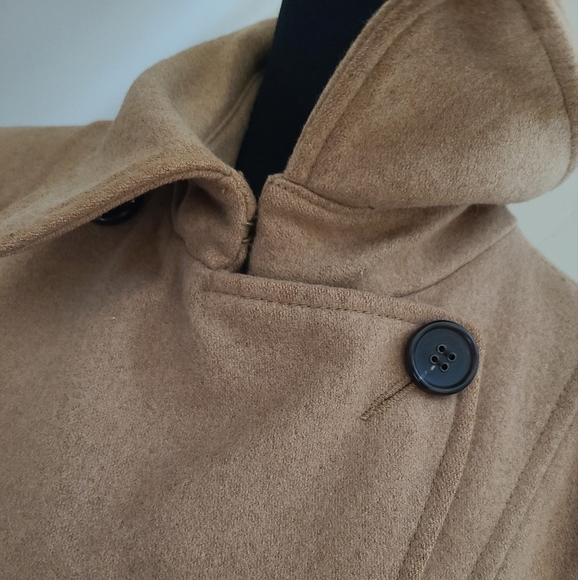 🌟MODA International Double-Breasted Wool-Blend Pea Coat, Camel Tan Size Small - Picture 4 of 9